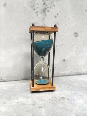 Teal Sand Hourglass with Wood Frame